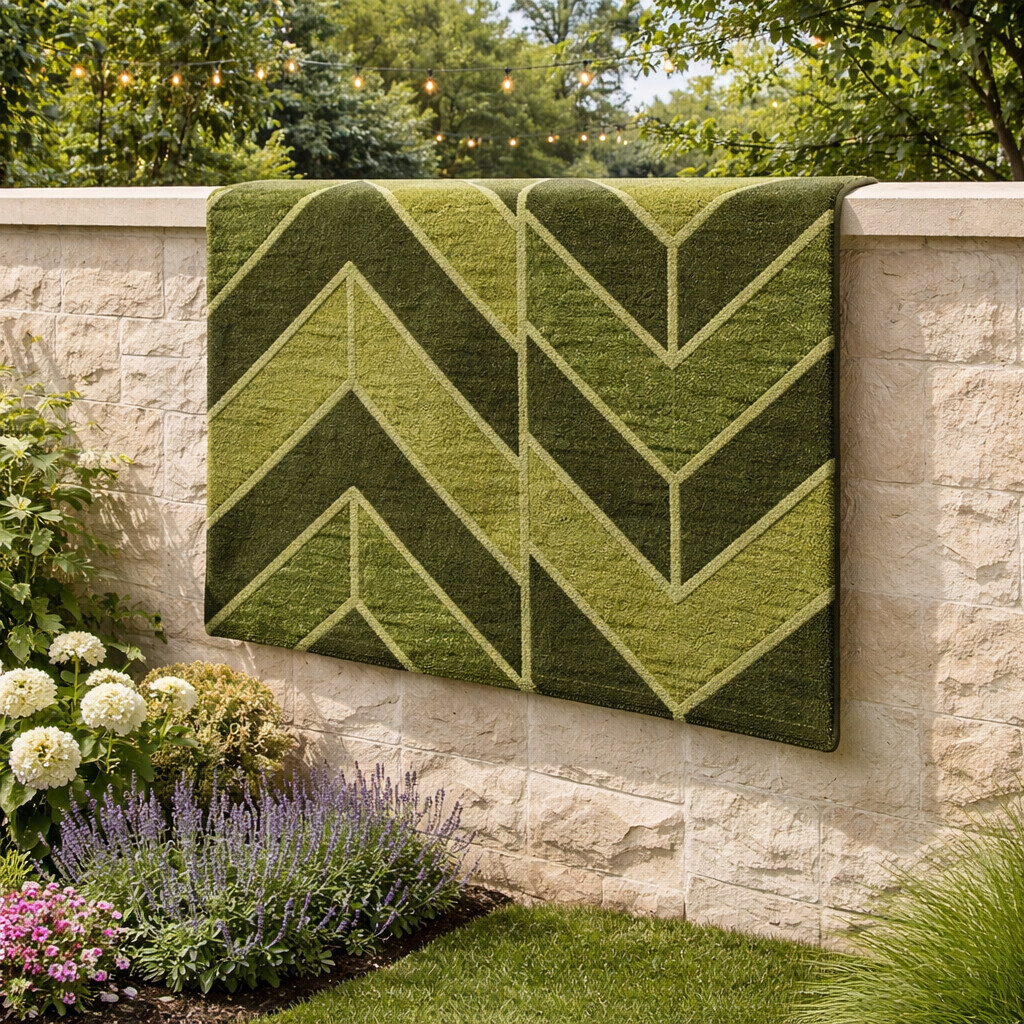Eco-Tone Green Rug with Chevron Design