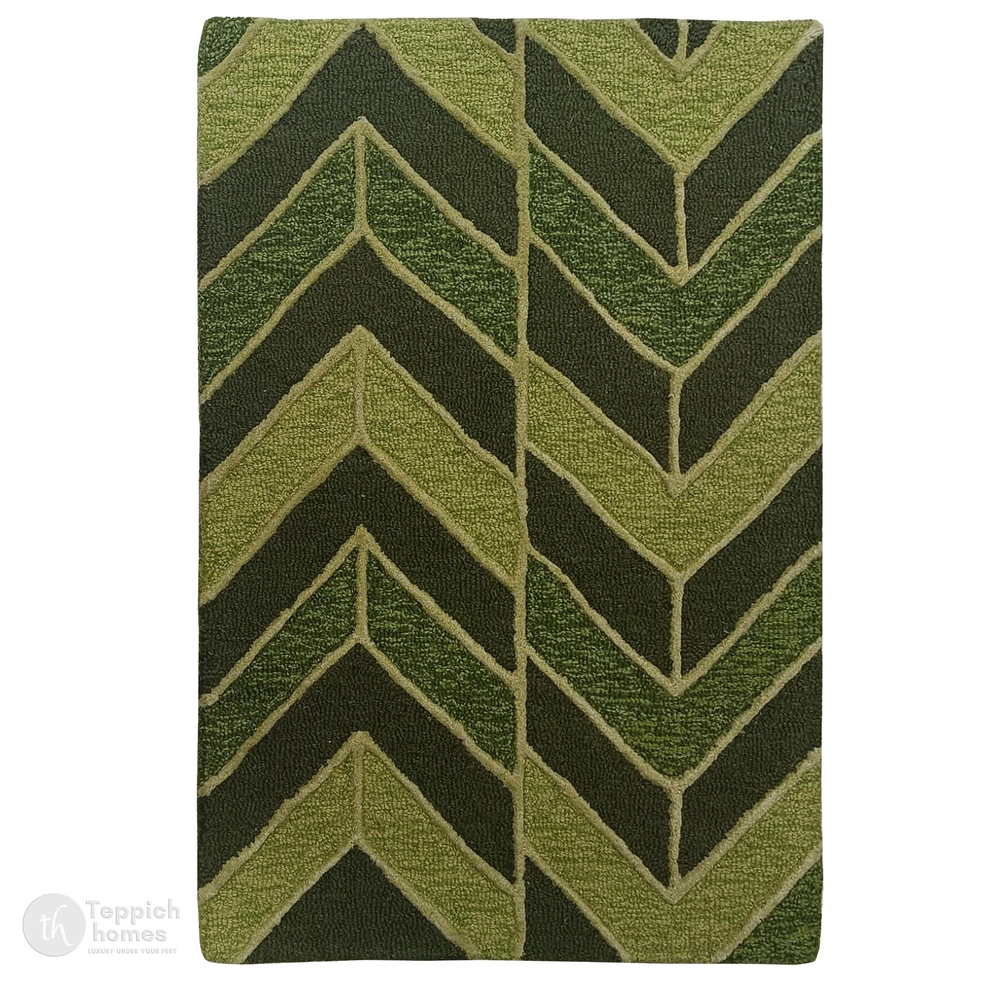 Eco-Tone Green Rug with Chevron Design