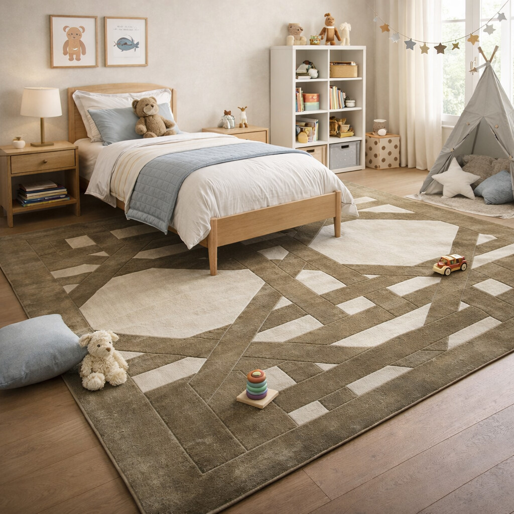 Rugs for Living room  Geometric wool  Tufted carpet  5x8 6x10 8x13 10x13  Area rug  Cream and Sage Green carpets