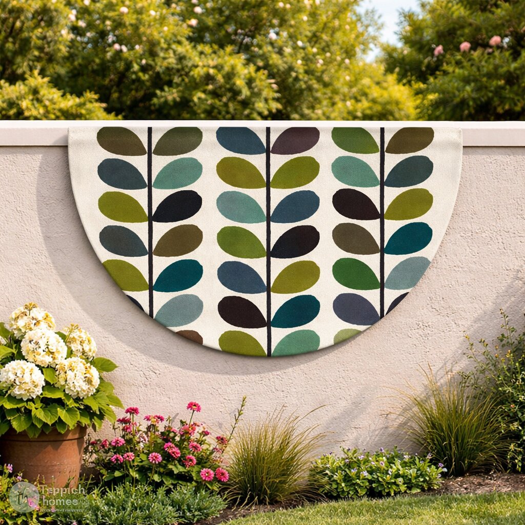 Natures Canvas Hand-Tufted Abstract Multicolor Leaf Design Round Rug