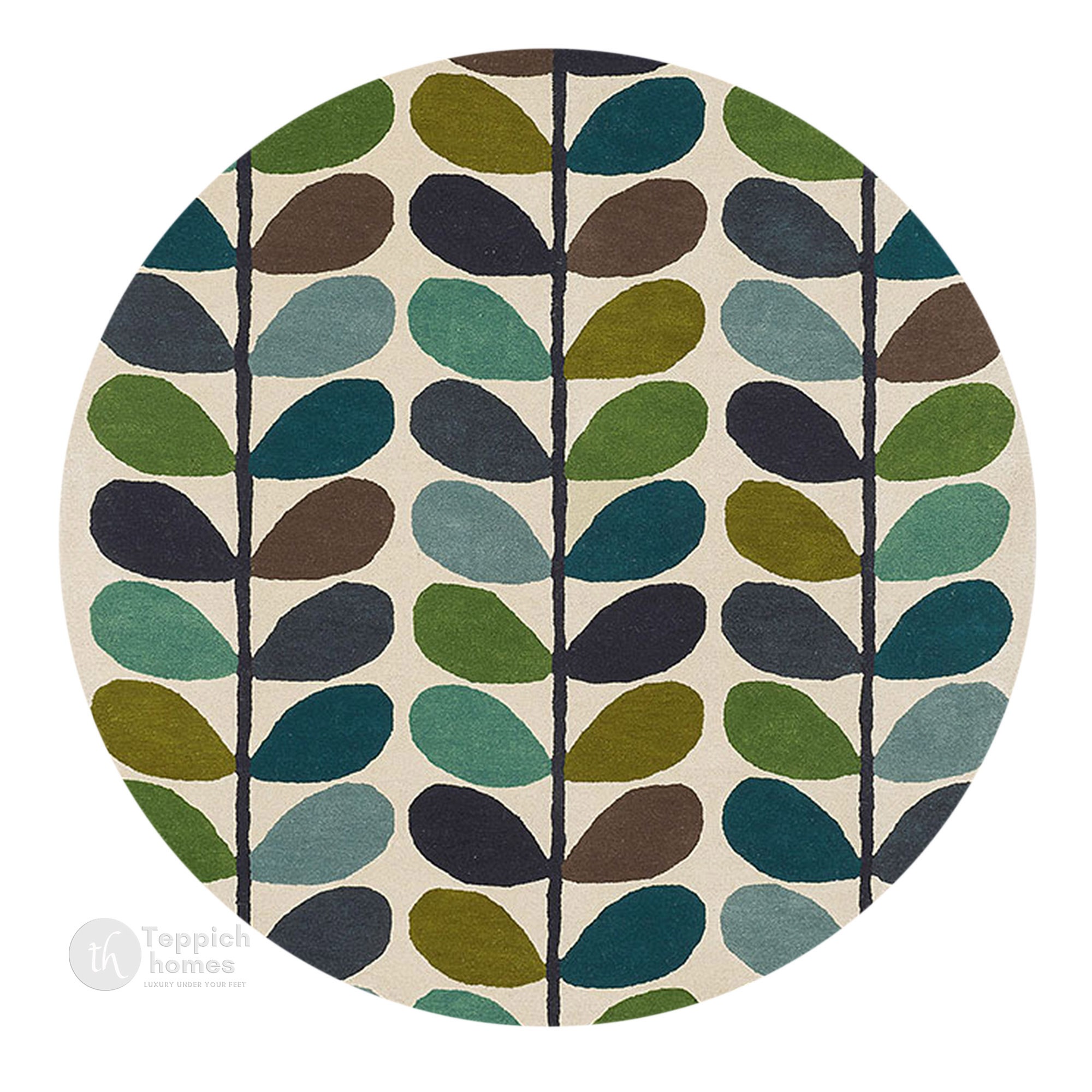 Natures Canvas Hand-Tufted Abstract Multicolor Leaf Design Round Rug