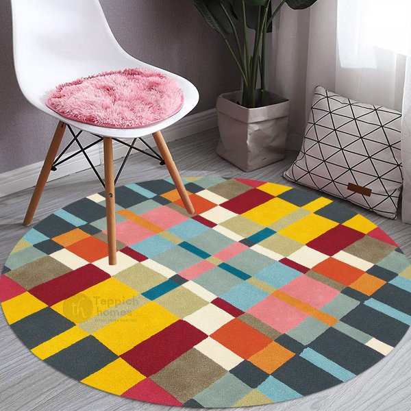 Hand Tufted, Circle Rug, 7x7, 8x8, 9x9, 10x10, Wool Area Rug, Living Room