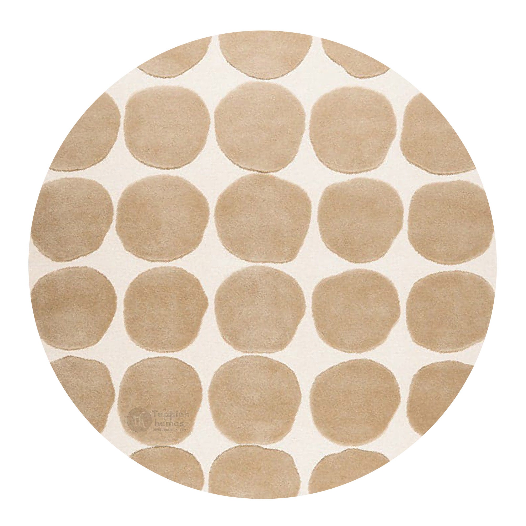 Round Cream and Beige Abstract Rug  Circularity Artistry Hand Tufted Rug