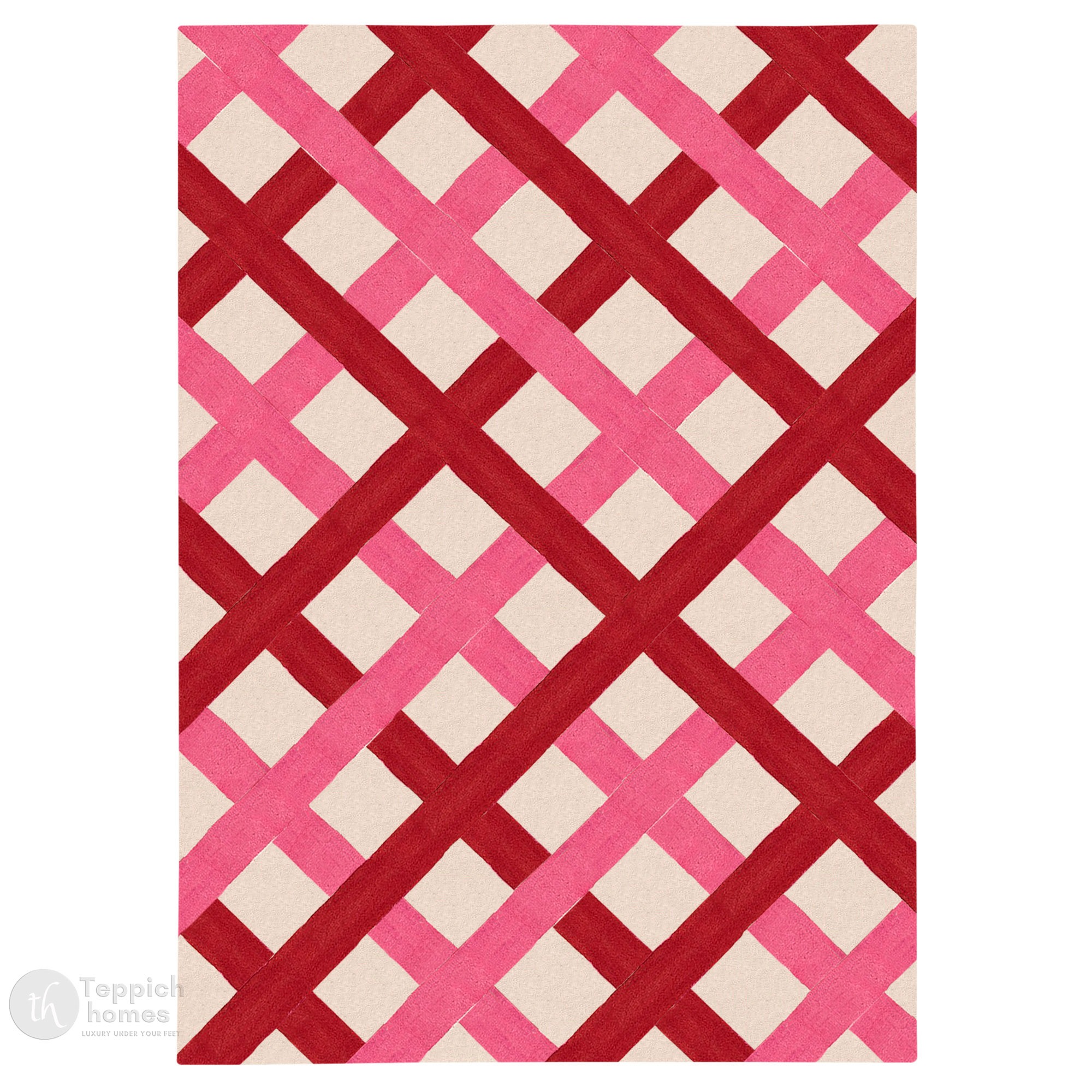 White and Pink rugs 6x10 8x10 9x12 10x13 Checkered carpet Hand tufted rugs Dining Living room