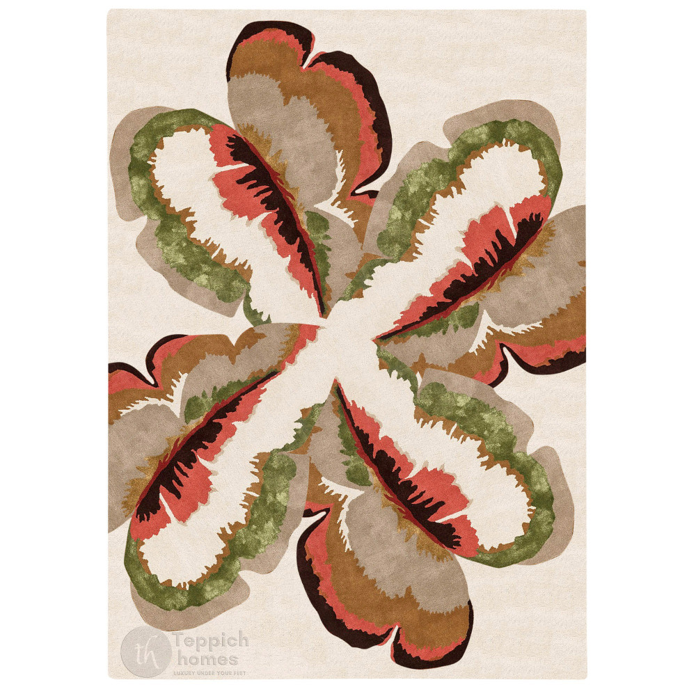 Image of Cream color rugs, 5x8, 7x10, 8x11, 9x12, Floral design, Wool carpet, Hallway, Bedroom, Rectangle shape, Tufted area rug