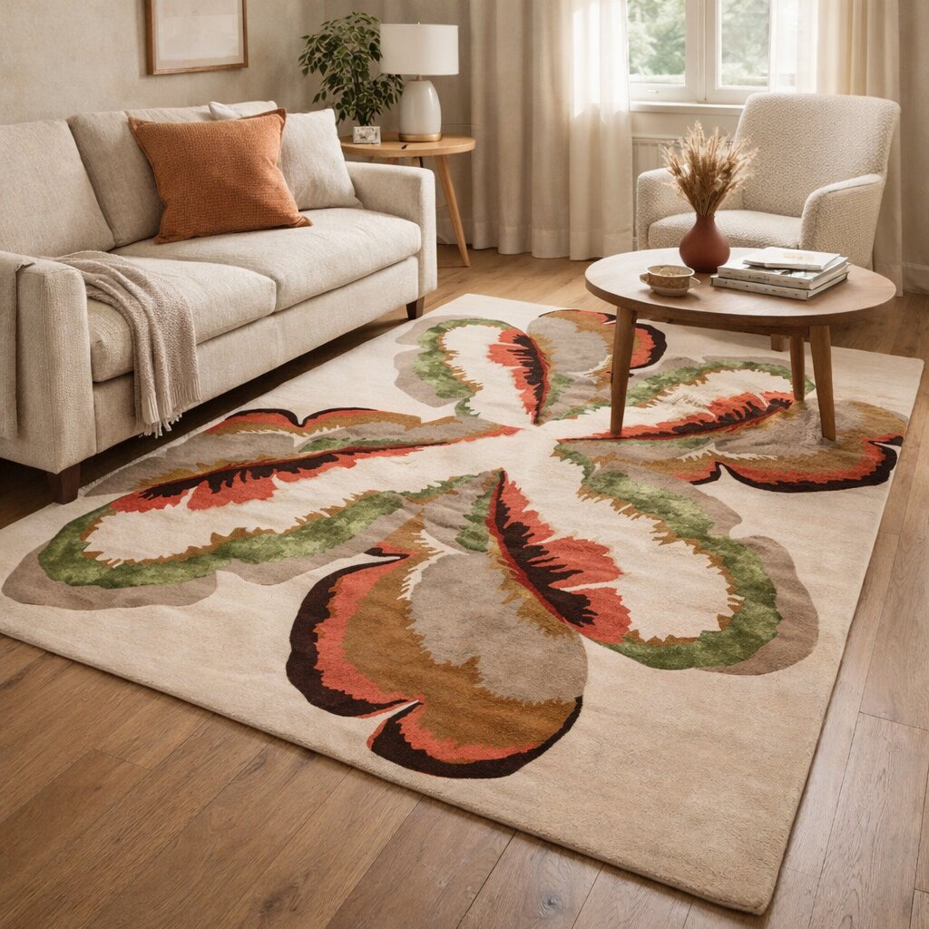 Cream color rugs 5x8 7x10 8x11 9x12 Floral design Wool carpet Hallway Bedroom Rectangle shape Tufted area rug