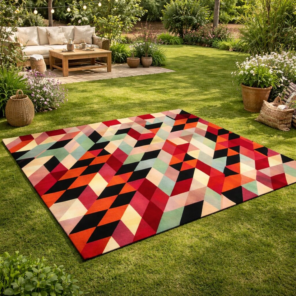 Optical Illusion Multicolor Rug