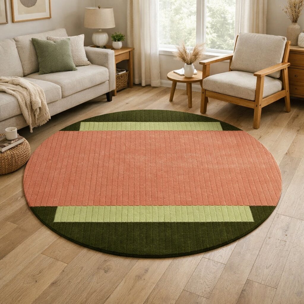 Green Tufte Round 5x5 6x6 7x7 8x8 Living Room Hand Tufted