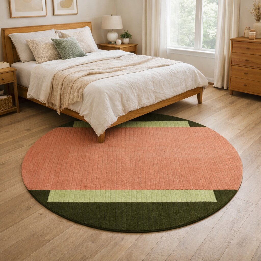 Green Tufte Round 5x5 6x6 7x7 8x8 Living Room Hand Tufted