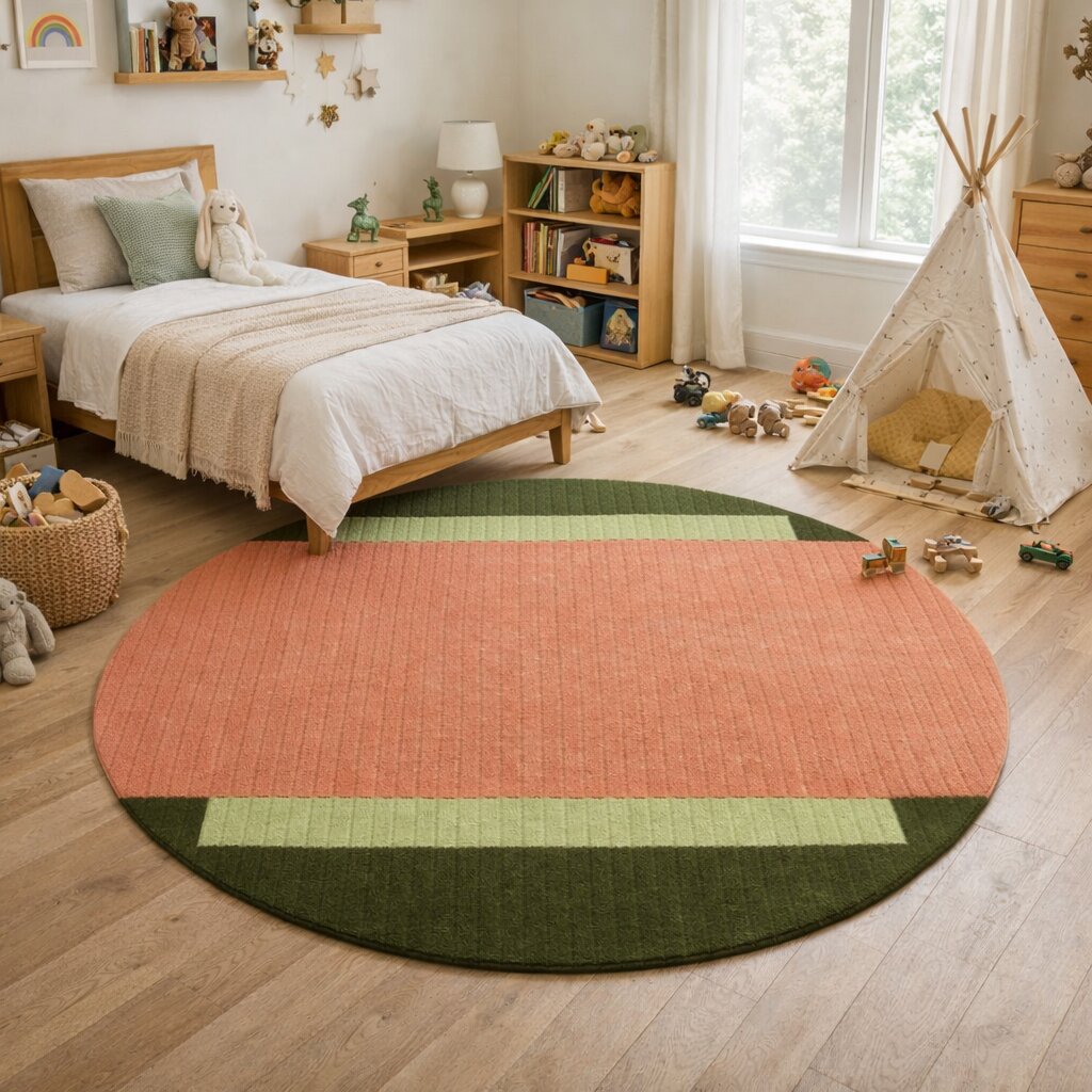 Green Tufte Round 5x5 6x6 7x7 8x8 Living Room Hand Tufted