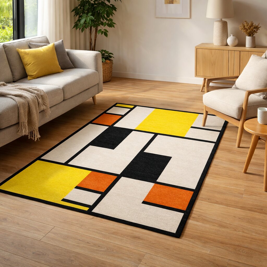 White color rugs 5x8 7x10 8x11 9x12 Geometric wool Tufted carpet Hallway Living room Rectangular carpets