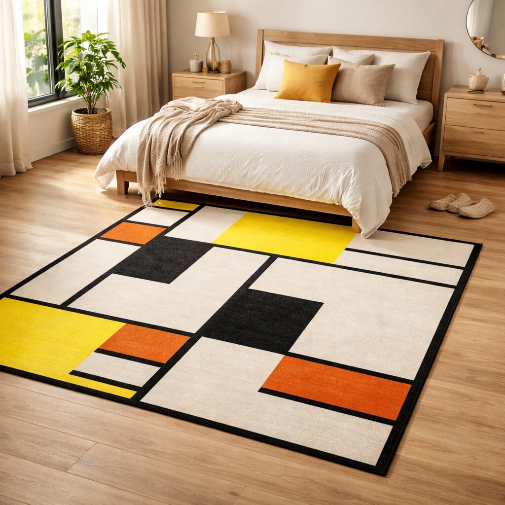 White color rugs 5x8 7x10 8x11 9x12 Geometric wool Tufted carpet Hallway Living room Rectangular carpets