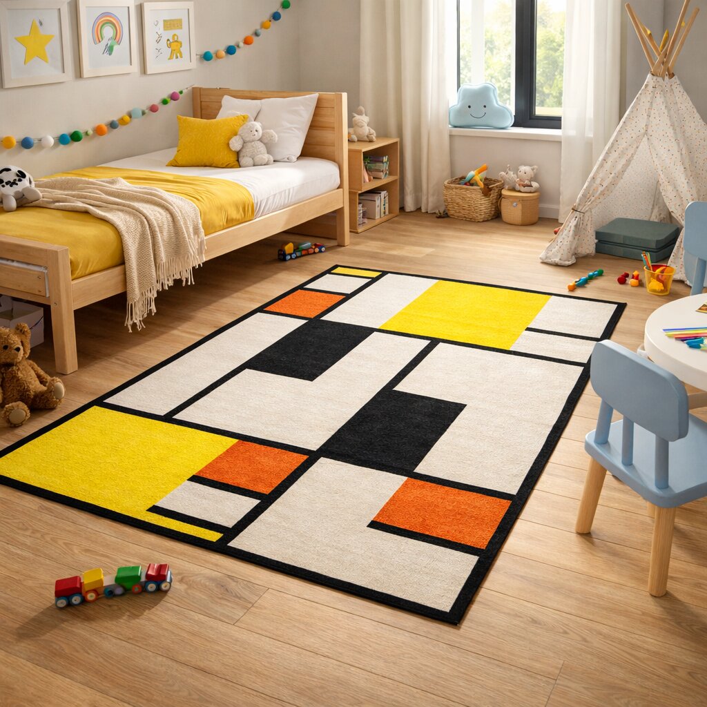 White color rugs 5x8 7x10 8x11 9x12 Geometric wool Tufted carpet Hallway Living room Rectangular carpets