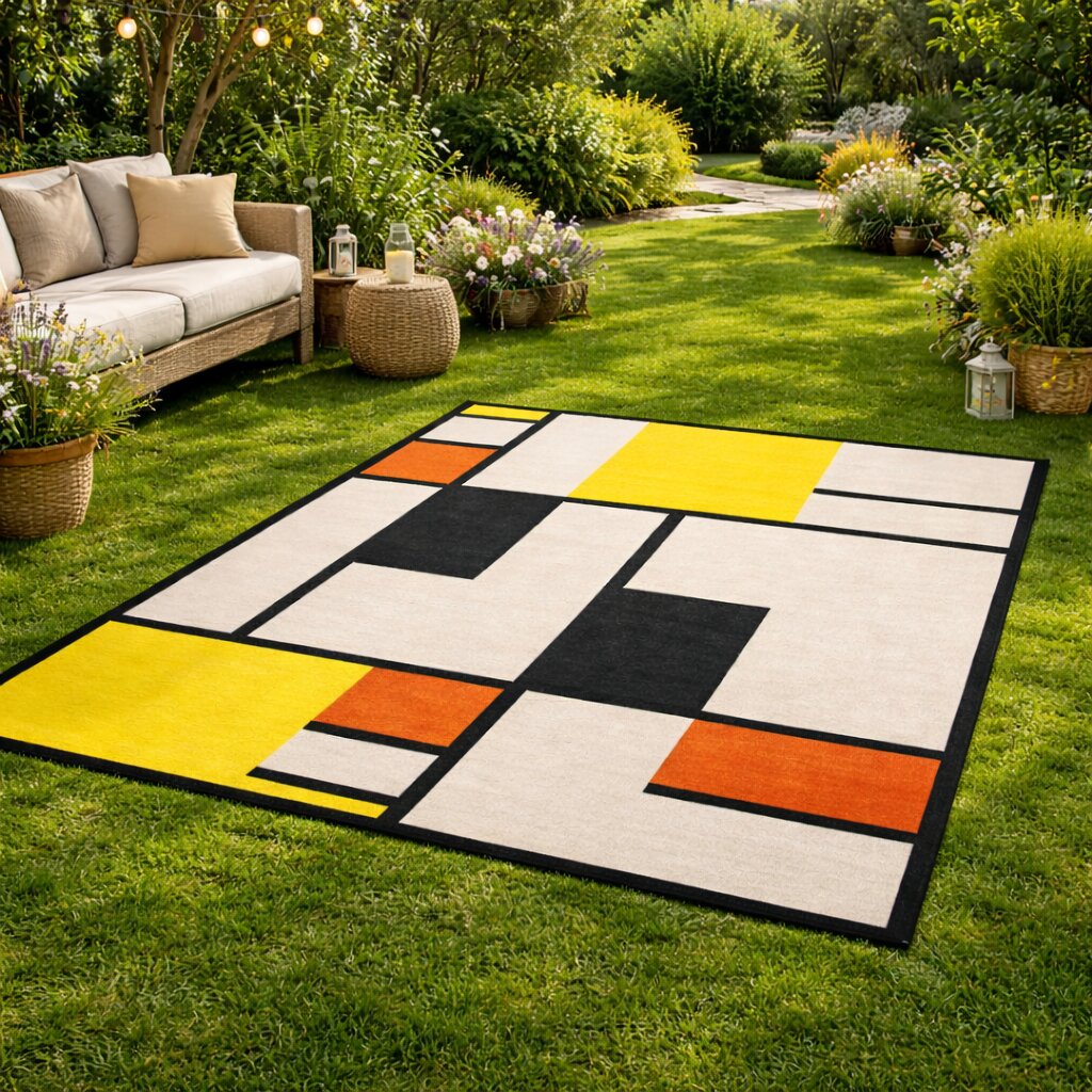 White color rugs 5x8 7x10 8x11 9x12 Geometric wool Tufted carpet Hallway Living room Rectangular carpets