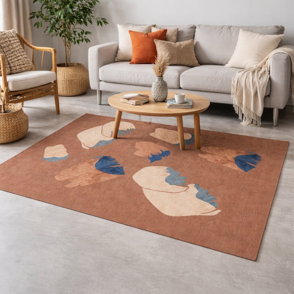 Tufted rectangular rug 5x7 6x8 7x10 Handmade wool carpet Geometric area rug