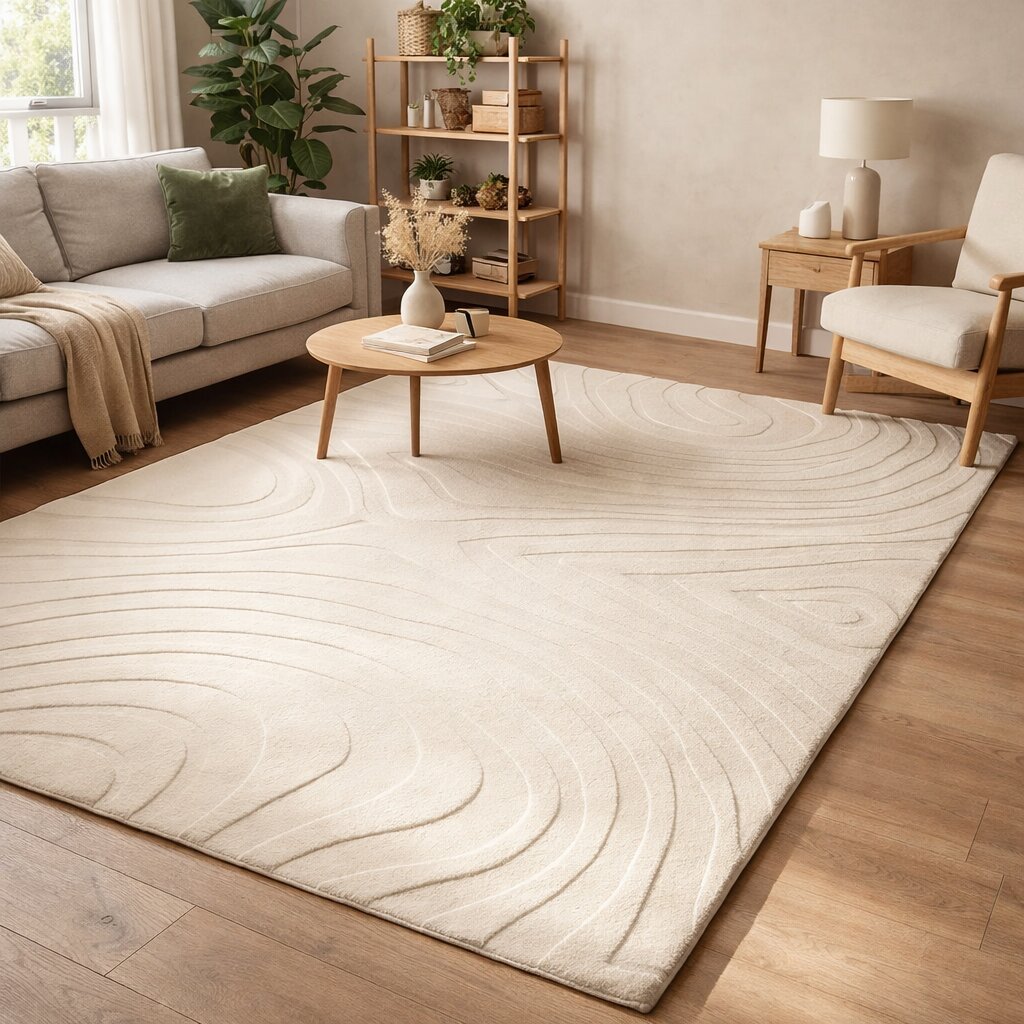 6x8 6x97x10 Hand tufted area rug Rectangular wool carpet Beige color Hallway Kids rooms rugs