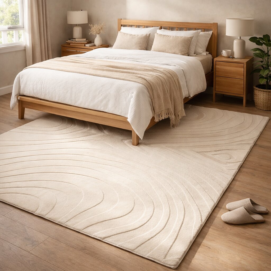 6x8 6x97x10 Hand tufted area rug Rectangular wool carpet Beige color Hallway Kids rooms rugs