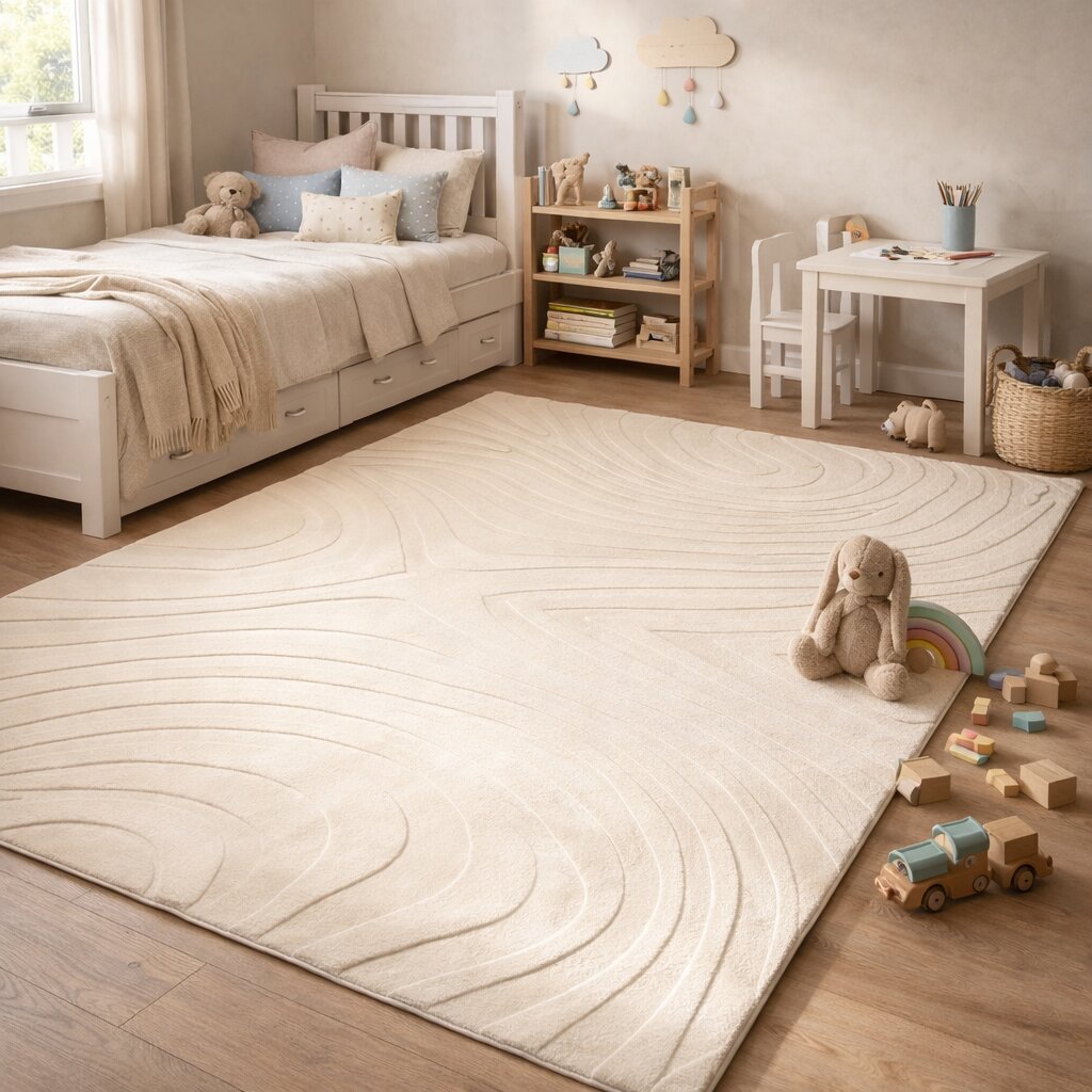 6x8 6x97x10 Hand tufted area rug Rectangular wool carpet Beige color Hallway Kids rooms rugs