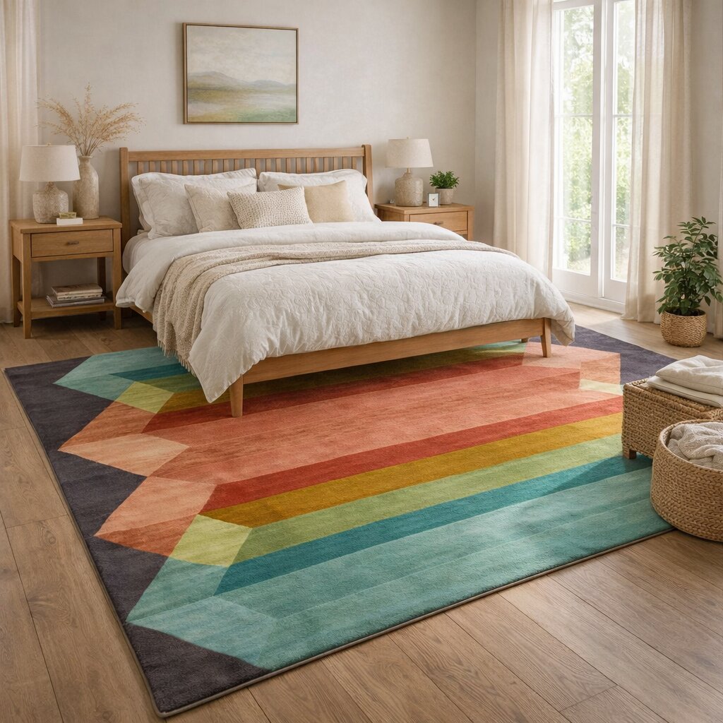 Hand tufted area rug  9x129x13 10x14  Hallway Bed Living rooms  Geometric design  Woolen carpet