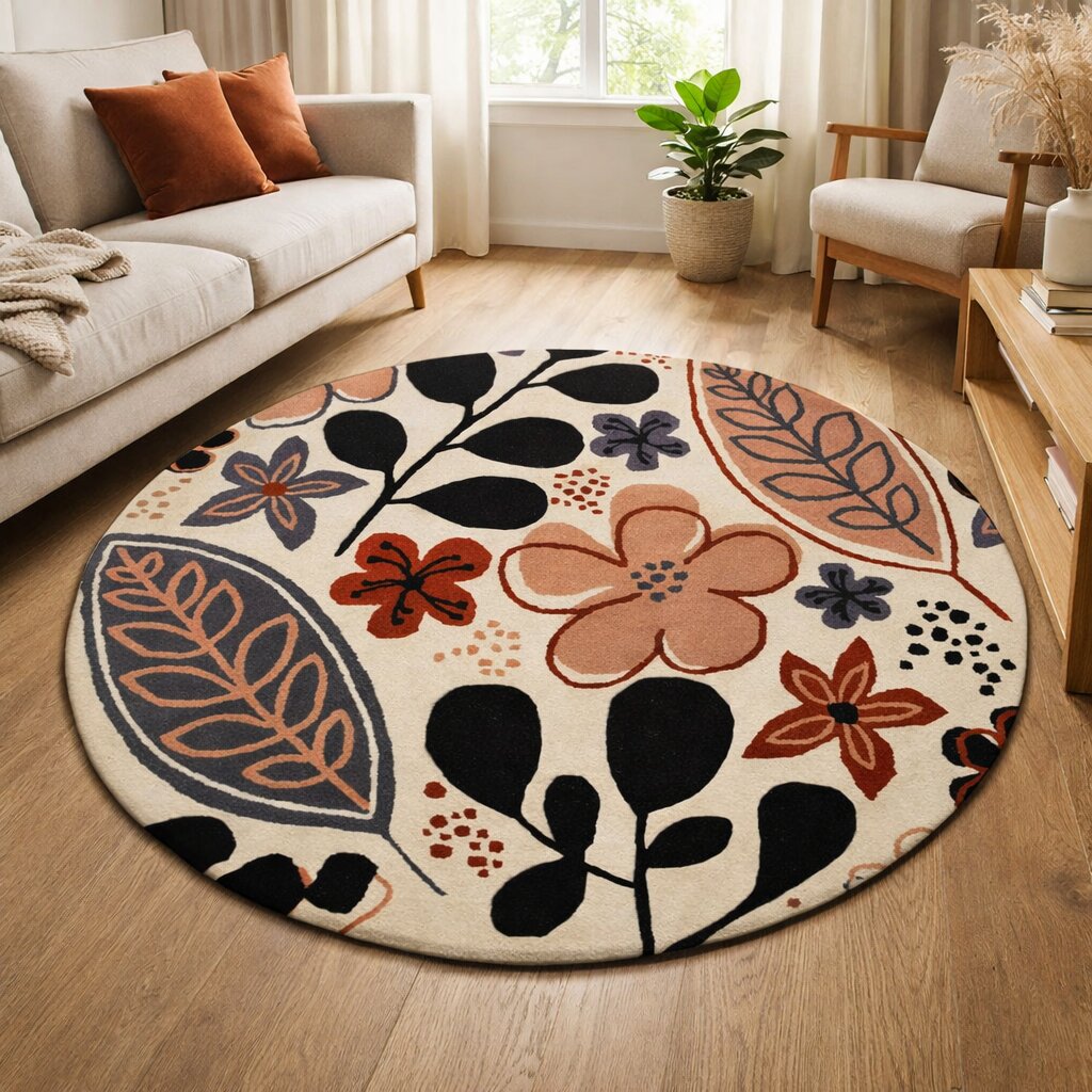 Circle Rug Hand Tufted Living Room Rug 5x5 6x6 8x8 16x16 Custom Rug Living Dinning Room