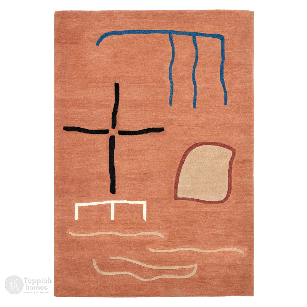 Image of 5x7, 5x8, 6x8, 6x9, 7x10, Tufting wool rug, Rectangle area carpet, Peach color, Handmade rugs