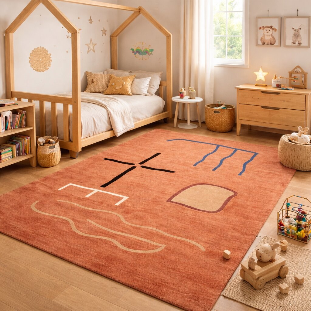 5x7 5x8 6x8 6x9 7x10 Tufting wool rug Rectangle area carpet Peach color Handmade rugs