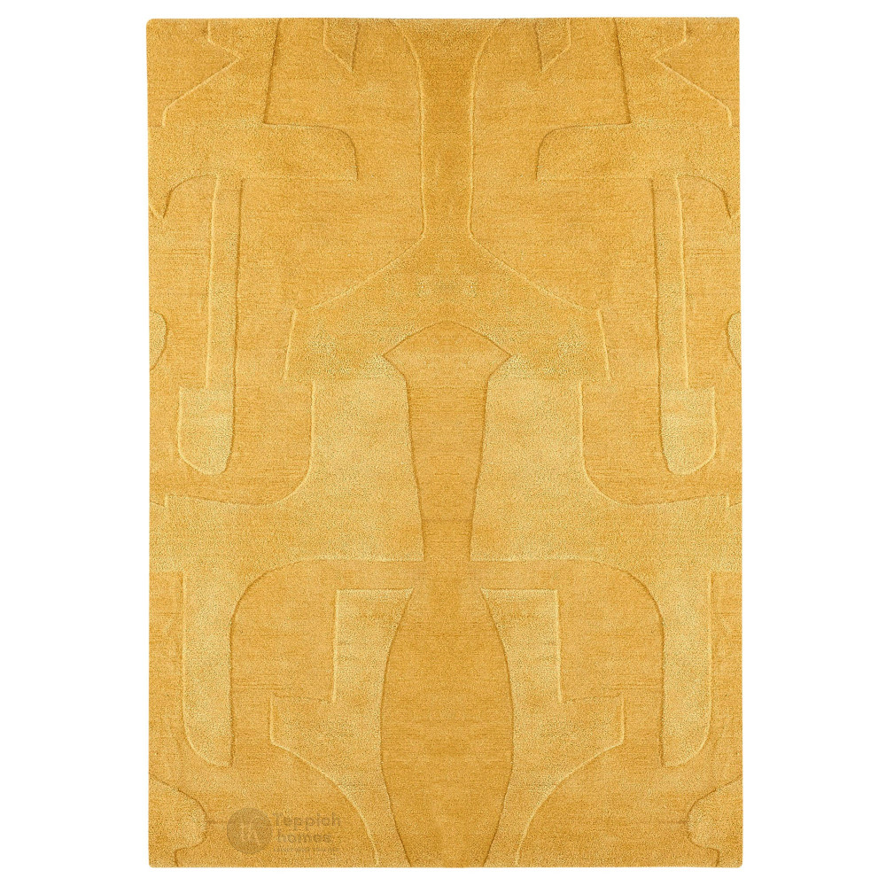 Image of Rectangular wool carpet, 5x7, 6x9, 9x12, Handmade tufted, Yellow color, Bed, Living, Kids room rugs