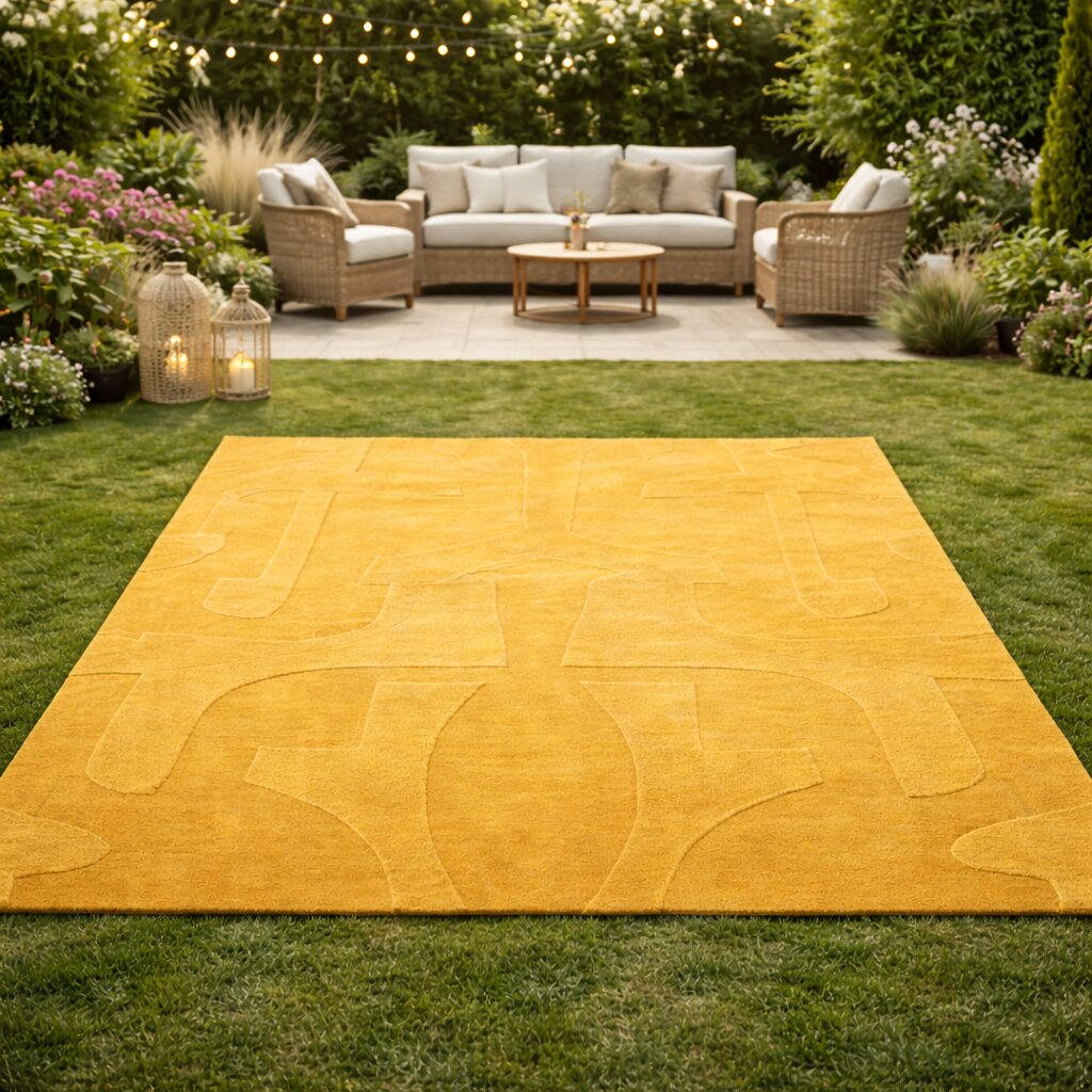 Rectangular wool carpet 5x7 6x9 9x12 Handmade tufted Yellow color Bed Living Kids room rugs