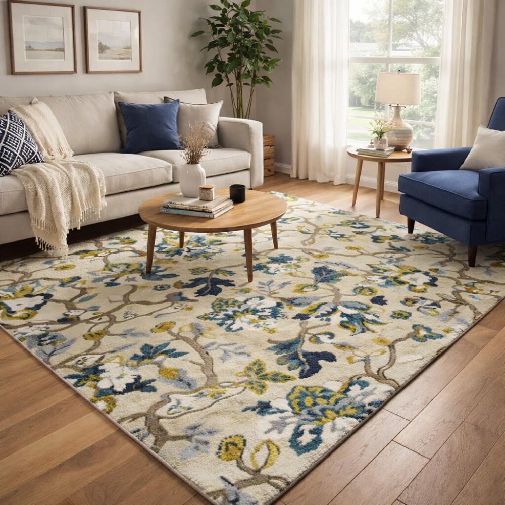 Image of Cream Handmade, Rugs, 6x8, 6x9, 7x10, 6x9, Living Room, Hand Tufted, Modern Floor Rug
