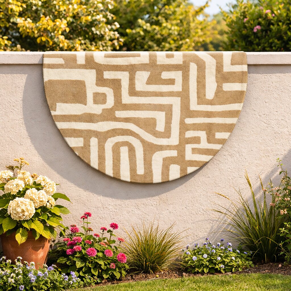 Hand Tufted Circle Rug 8x8 9x9 10x10 11x11 Beige Color Contemporary Carpet Dinning Room