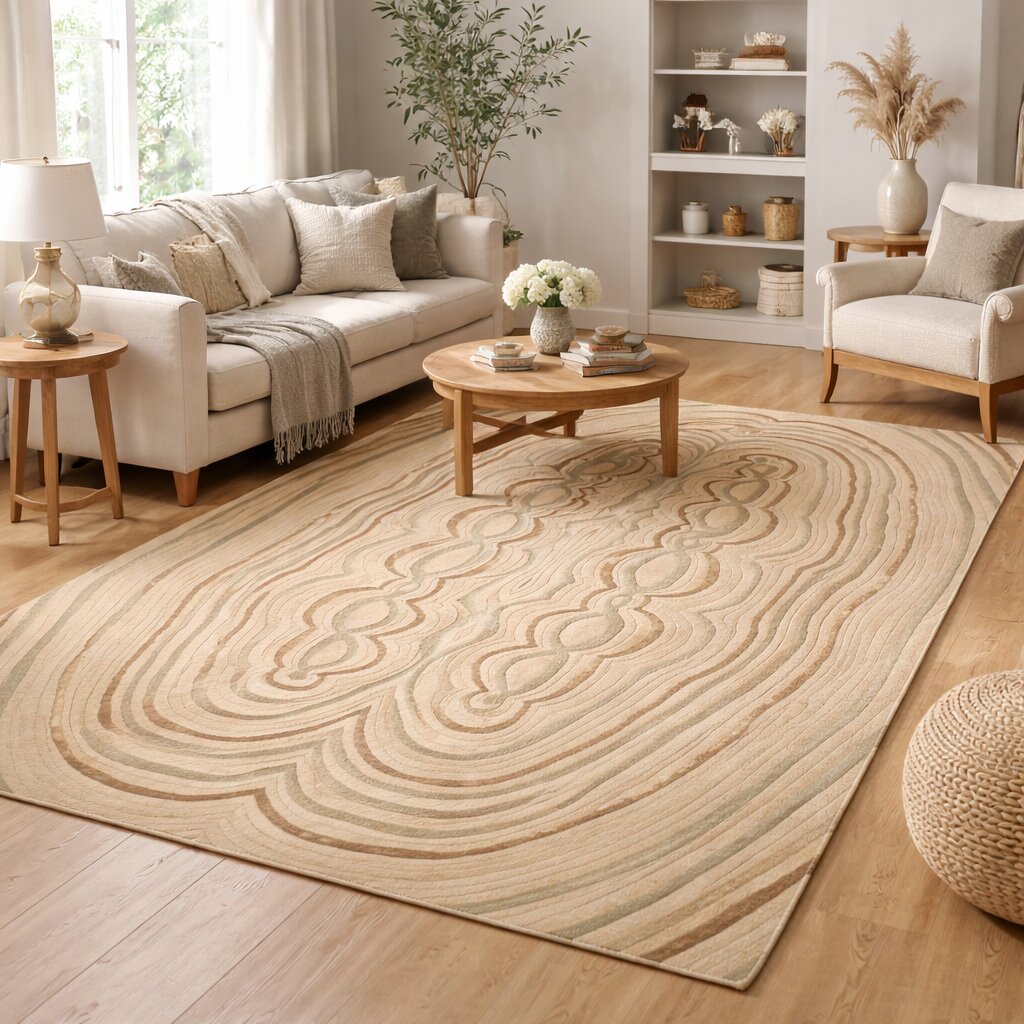 Rustic Modern Beige Area Rug