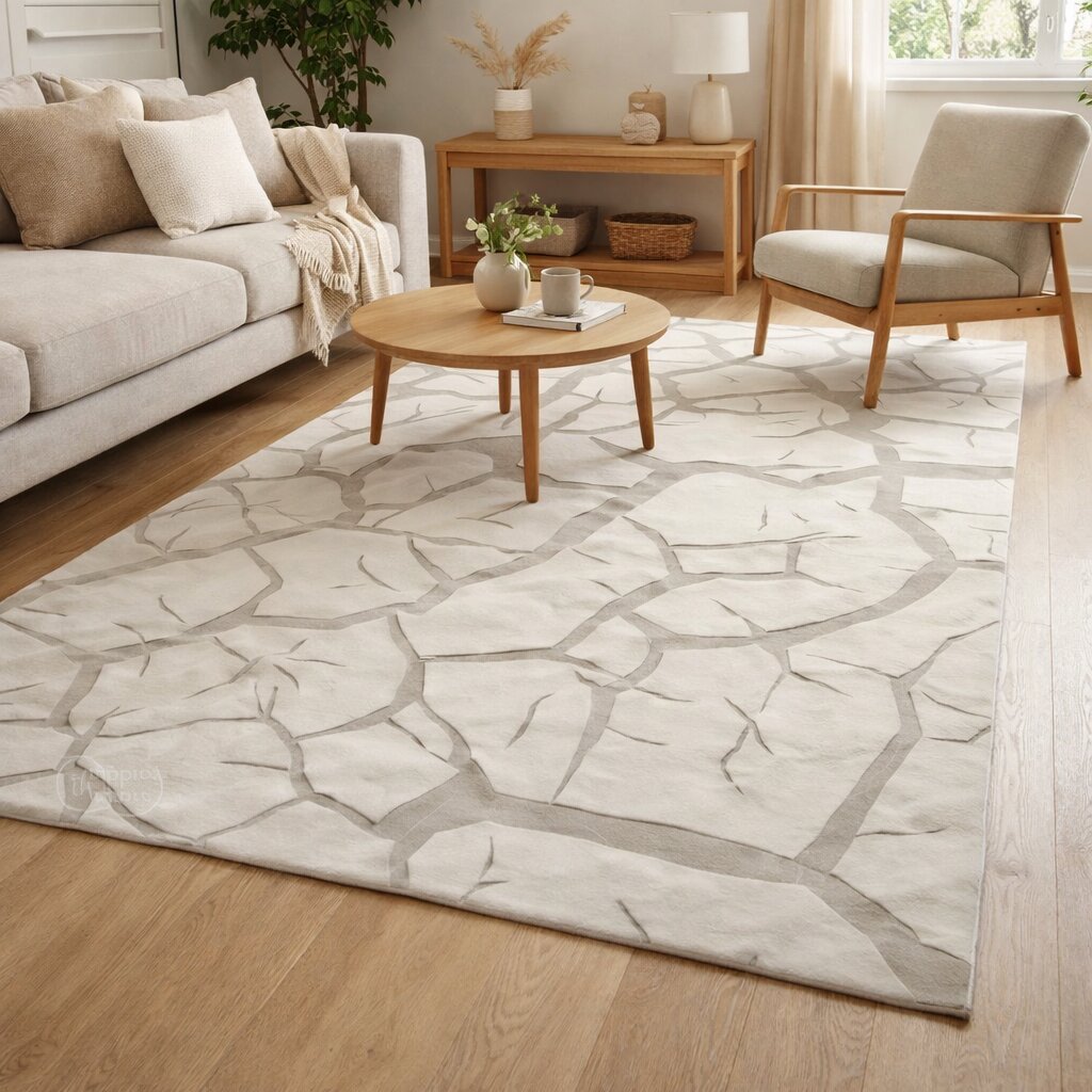 Ivory rug 5x8 6x9 7x10 8x11 Geometric wool Area rugs Tuft carpet Bedroom Living room Rectangle shape