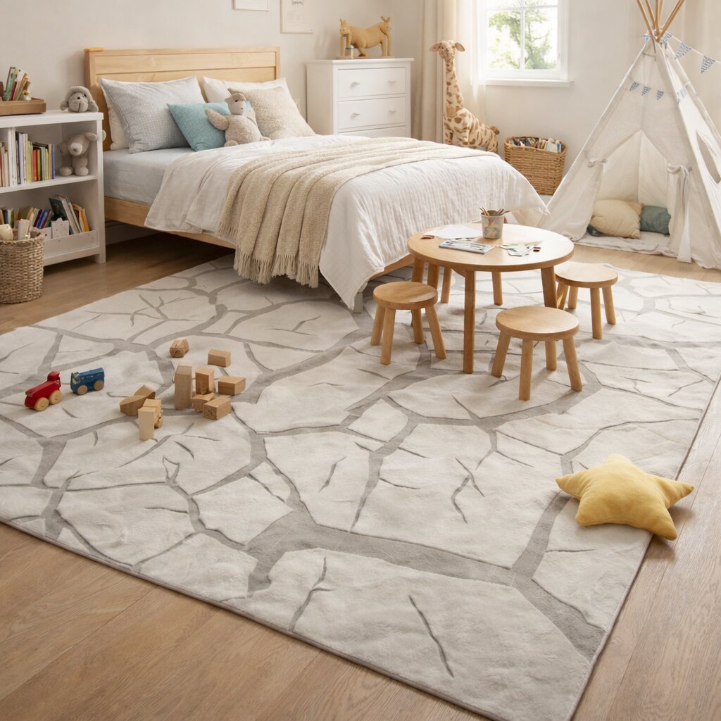 Ivory rug 5x8 6x9 7x10 8x11 Geometric wool Area rugs Tuft carpet Bedroom Living room Rectangle shape