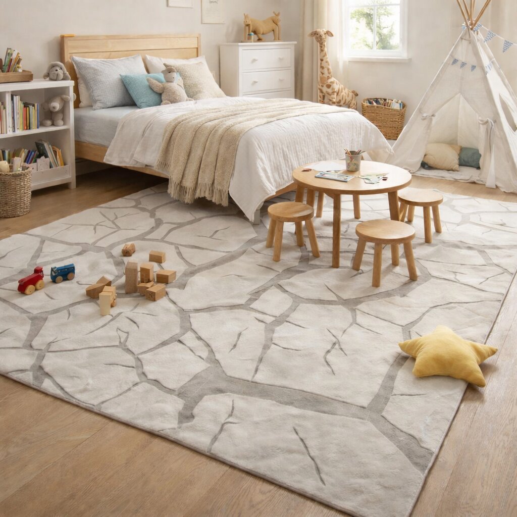 Ivory rug 5x8 6x9 7x10 8x11 Geometric wool Area rugs Tuft carpet Bedroom Living room Rectangle shape