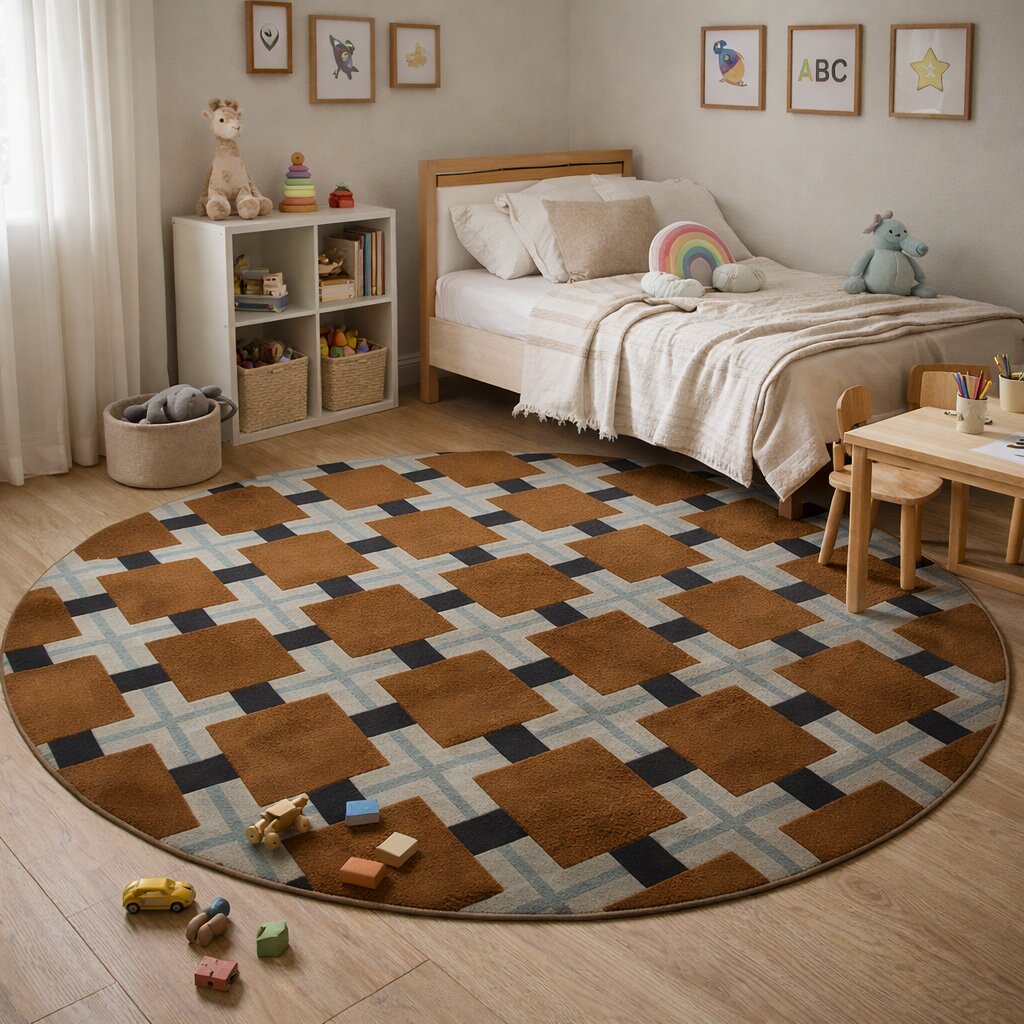 Hand Tufted 5x5 6x6 7x7 8x8 Wool Round Rug Circle Carpet Musterd Brown Rug Living Room Dinning Room