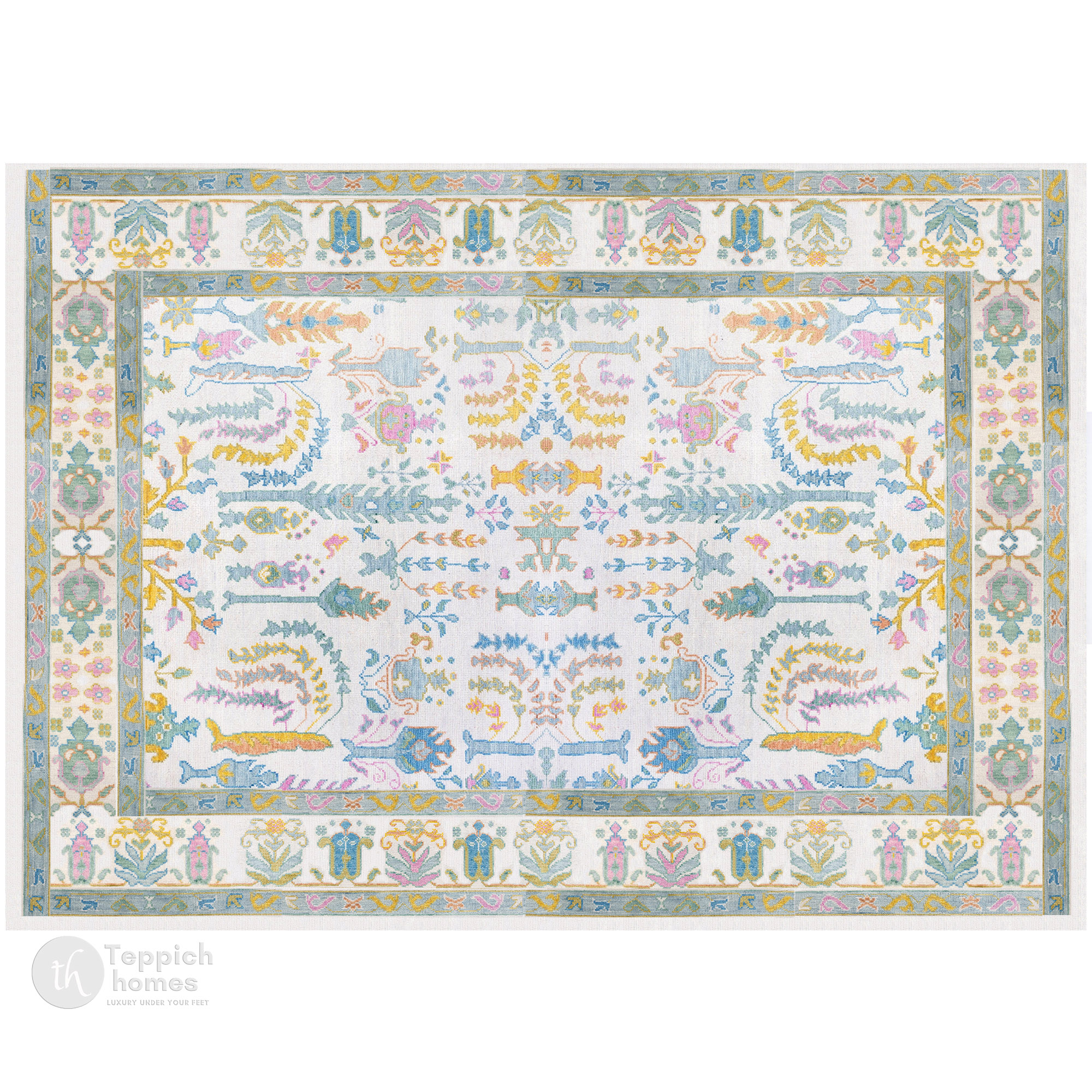 Oushak Knotted Area Rug Hand Knitted Wool Carpet for Living Room Hallway Sizes 7x10 8x10 9x12 10x14