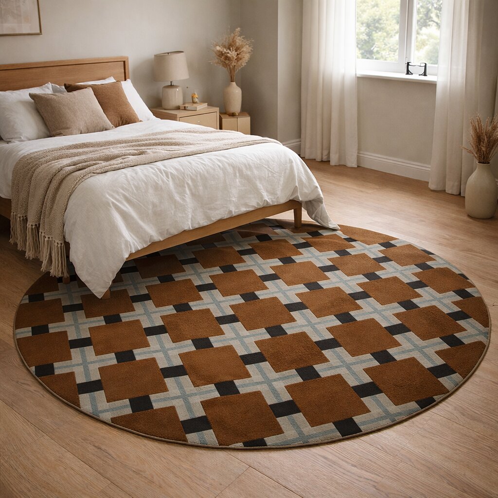 Hand Tufted 5x5 6x6 7x7 8x8 Wool Round Rug Circle Carpet Musterd Brown Rug Living Room Dinning Room