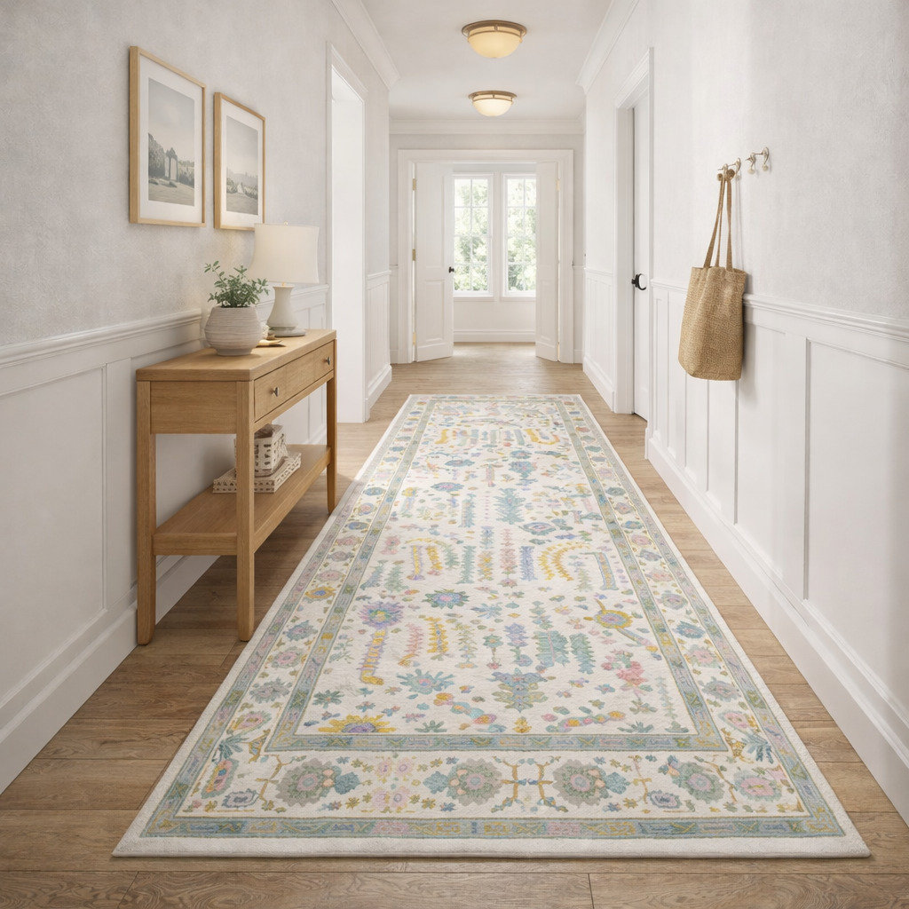 Oushak Knotted Area Rug Hand Knitted Wool Carpet for Living Room Hallway Sizes 7x10 8x10 9x12 10x14