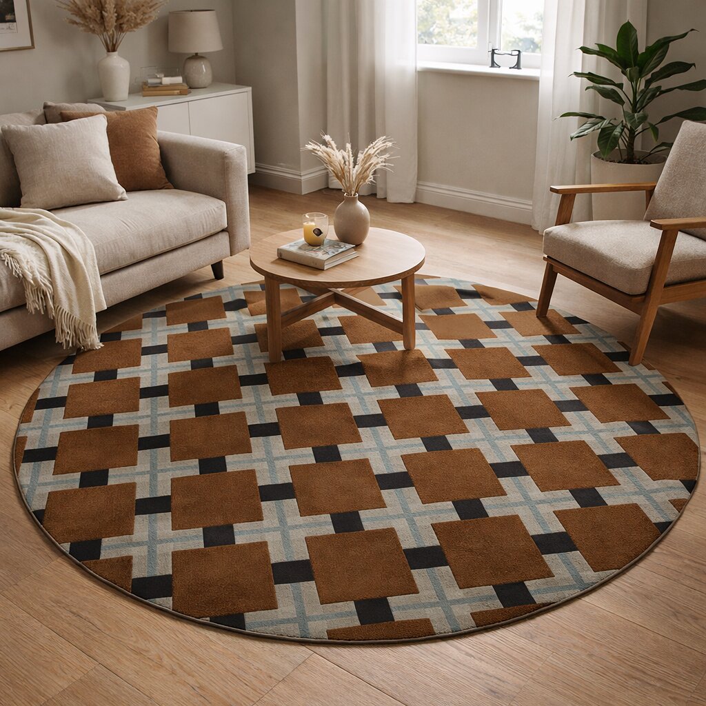 Hand Tufted 5x5 6x6 7x7 8x8 Wool Round Rug Circle Carpet Musterd Brown Rug Living Room Dinning Room