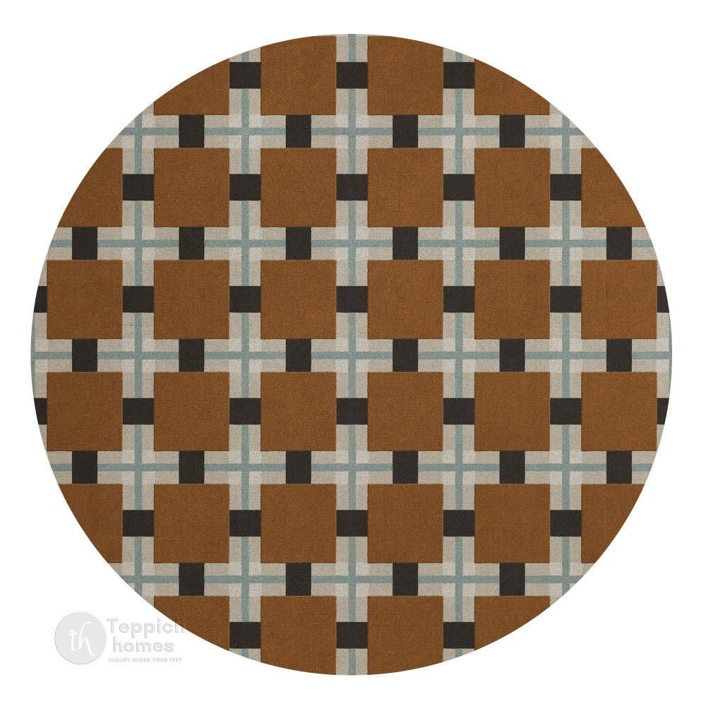 Image of Hand Tufted, 5x5, 6x6, 7x7, 8x8, Wool Round Rug, Circle Carpet, Musterd Brown Rug, Living Room, Dinning Room