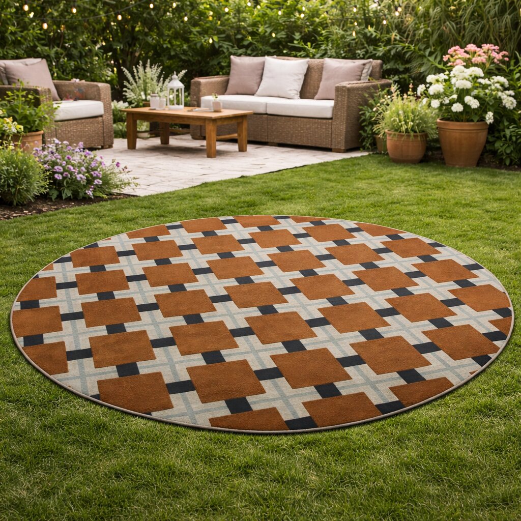 Hand Tufted 5x5 6x6 7x7 8x8 Wool Round Rug Circle Carpet Musterd Brown Rug Living Room Dinning Room