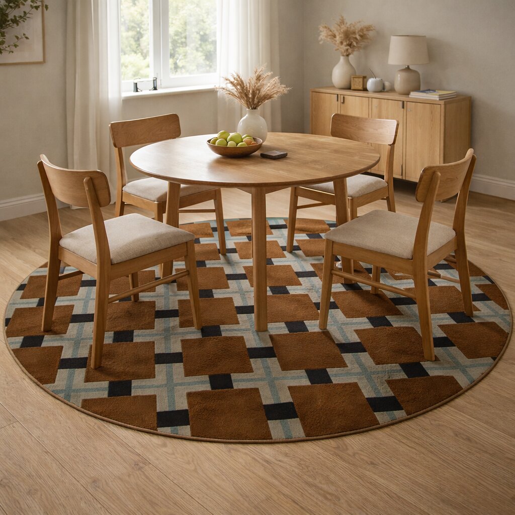 Hand Tufted 5x5 6x6 7x7 8x8 Wool Round Rug Circle Carpet Musterd Brown Rug Living Room Dinning Room