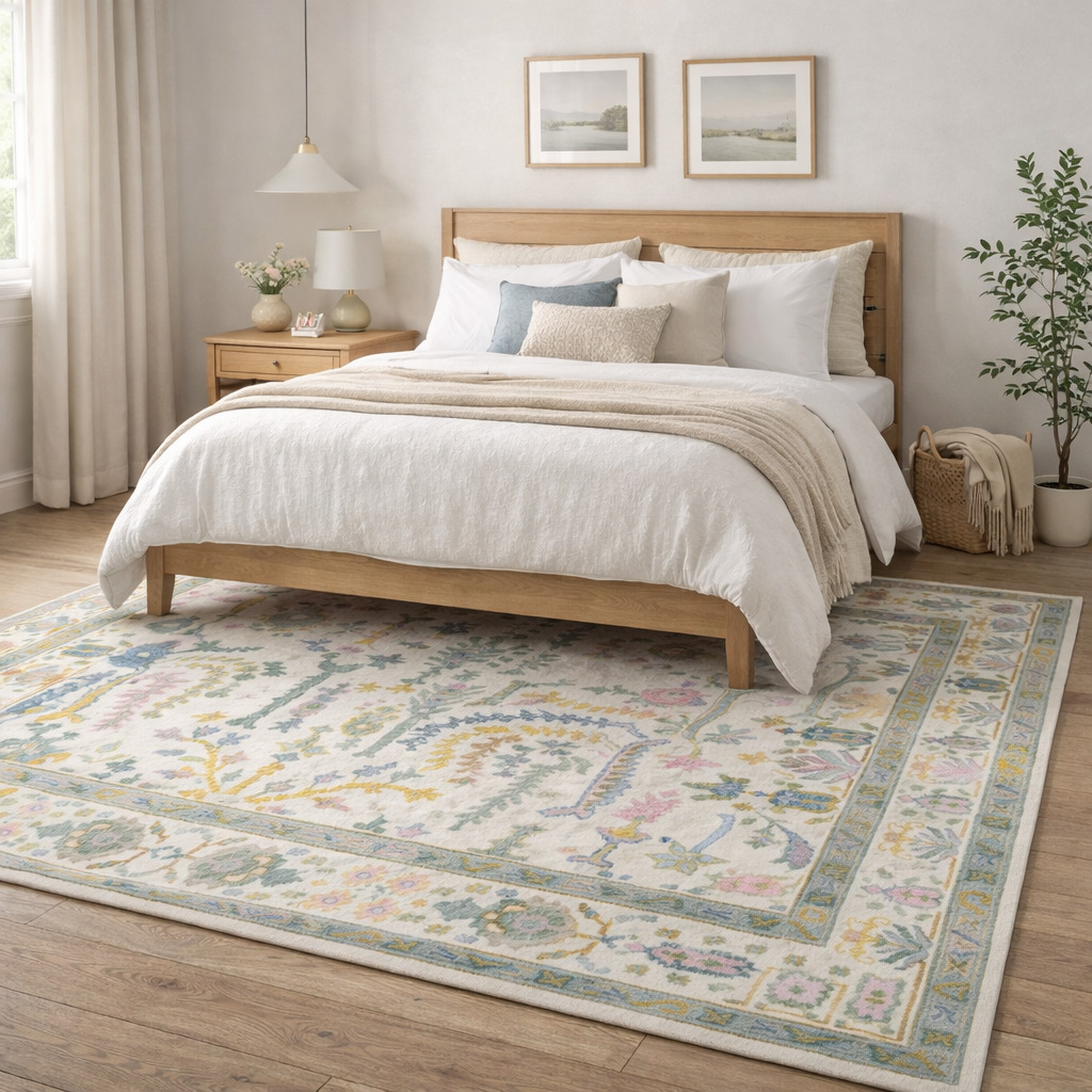 Oushak Knotted Area Rug Hand Knitted Wool Carpet for Living Room Hallway Sizes 7x10 8x10 9x12 10x14