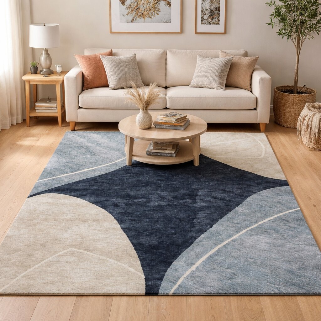 Area rug 7x10 6x9 6x8 5x8 Tufting wool rug Geometric design Bed Kids Living room Rectangle wool carpet