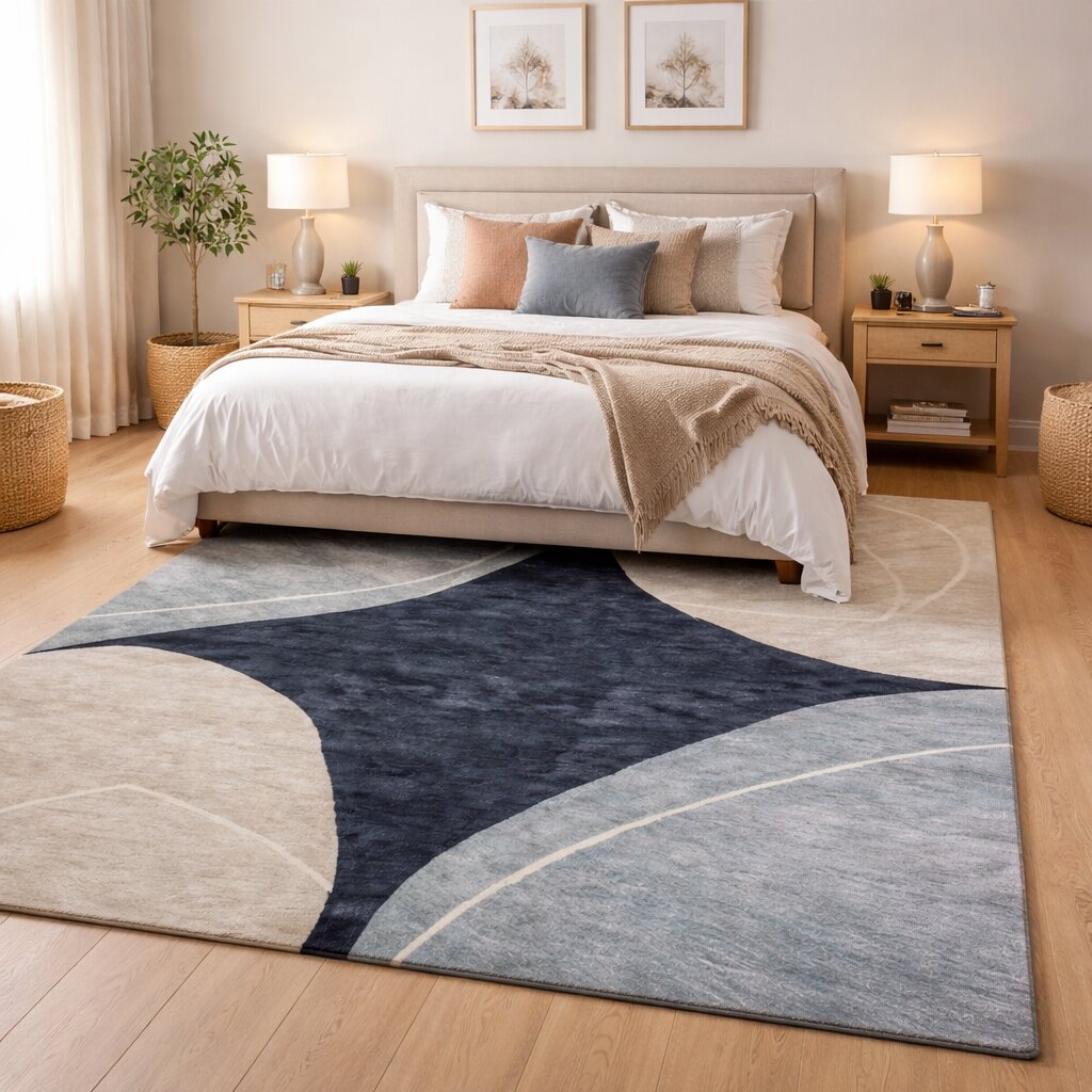 Area rug 7x10 6x9 6x8 5x8 Tufting wool rug Geometric design Bed Kids Living room Rectangle wool carpet