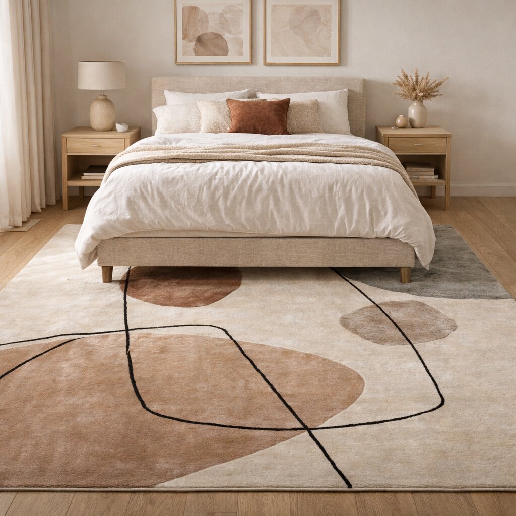 Ivory area rug Hand tufted Wool rug 5x8 6x9 7x10 Geometric carpet Bed Kids Living room