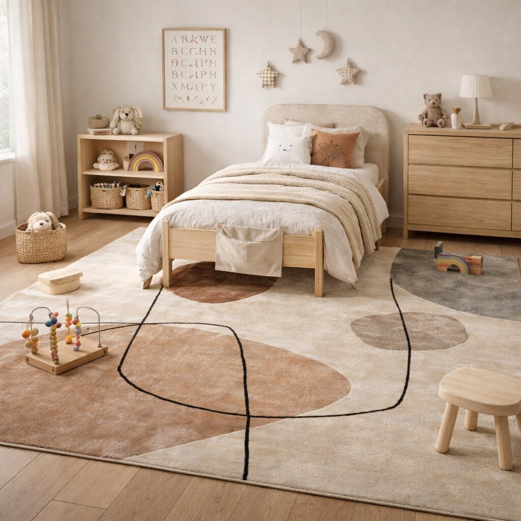 Ivory area rug Hand tufted Wool rug 5x8 6x9 7x10 Geometric carpet Bed Kids Living room