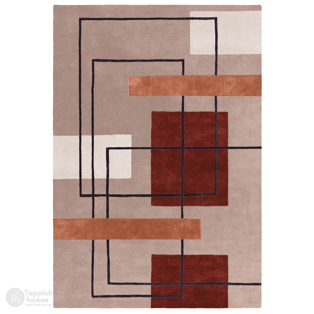 Image of Geometric area rug, 9x12, 10x13, Hand tufted carpets, Rugs for Bed, Living, Kids, room, 6x9, 6x8, Rectangle shape, Woolen carpet
