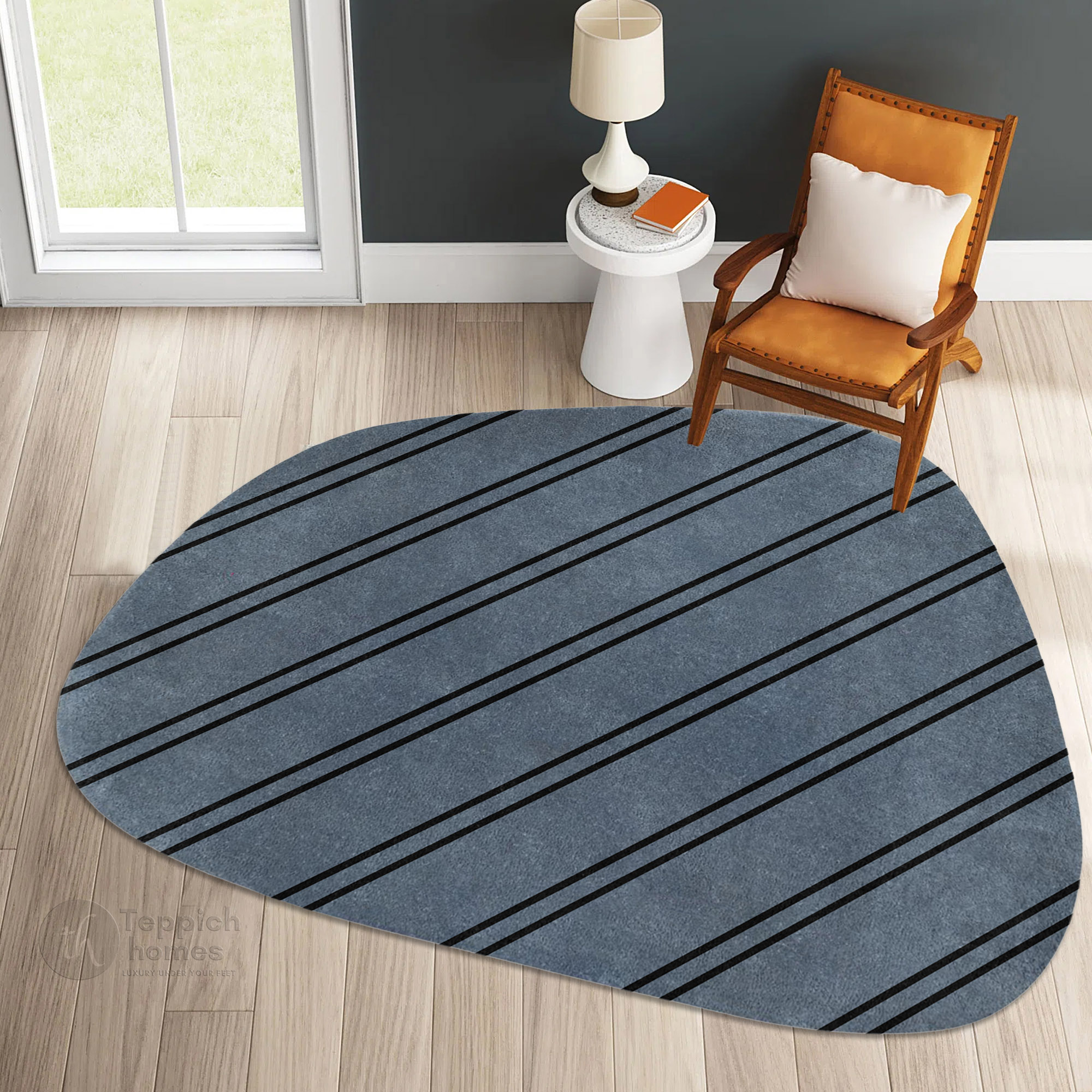Grey Rattan Dining Rug Striped Grey Dining Room Rug | 9x12 Area Rug