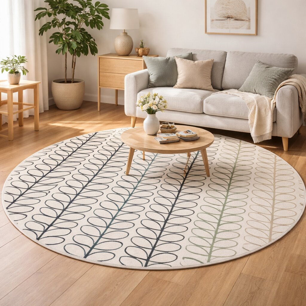 Green Round Rug Handmade 8x8 9x9 10x10 16x16 Modern Floor Carpet Hand Tufted